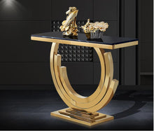 Load image into Gallery viewer, Marble stainless steel porch table simple modern titanium gold Nordic wall side decoration porch cabinet narrow bar desk