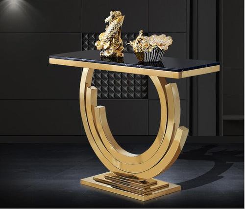 Marble stainless steel porch table simple modern titanium gold Nordic wall side decoration porch cabinet narrow bar desk