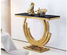 Load image into Gallery viewer, Marble stainless steel porch table simple modern titanium gold Nordic wall side decoration porch cabinet narrow bar desk