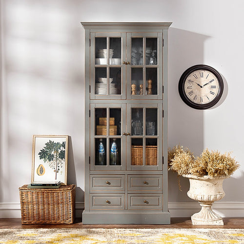 Odd ranks yield US wood furniture French country Bock season four glass gray four drawers sideboard