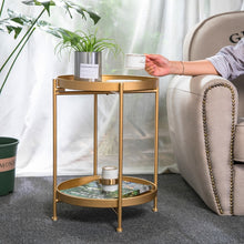 Load image into Gallery viewer, Nordic Simple Iron Double-layer Small Tea Table Corners Round Coffee Table Lving Room Mini Sofa Side Table