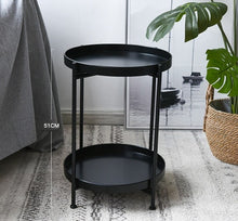 Load image into Gallery viewer, Nordic Simple Iron Double-layer Small Tea Table Corners Round Coffee Table Lving Room Mini Sofa Side Table