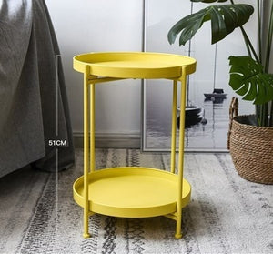 Nordic Simple Iron Double-layer Small Tea Table Corners Round Coffee Table Lving Room Mini Sofa Side Table