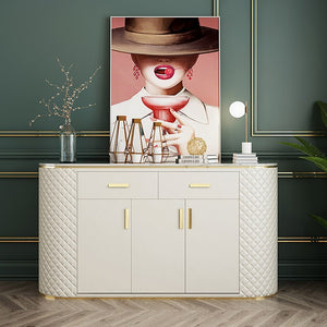 Nordic light luxury stainless steel sideboard, table besides dining table modern pupluar  restaurant console table