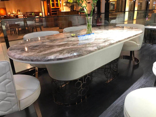 2020 famous design oval marble Dining Room Table for ten people