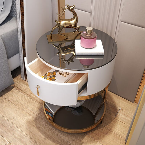 night stand corner Table Simple Modern Leather Bed Side Table Cabinet  Solid Wood Cabinet Storage Rack
