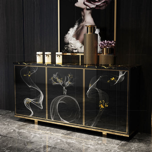 Hong Kong-Style Light Luxury Sideboards Cabinet Marble Modern Minimalist Living Room Porch Cabinet Door Restaurant Cabinet Side