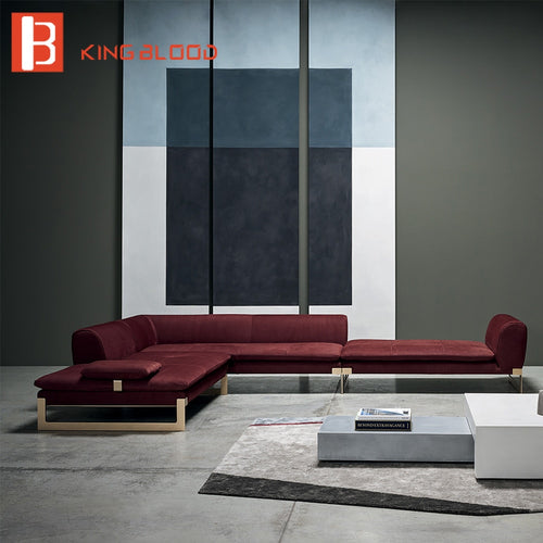 luxury villa hotel corner l shape sofa set fabric leather chaise lounge sectional sofa