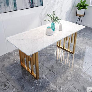 Stone plate anti scratch dining table and chair combination light luxury small household modern simple net red Nordic marble din