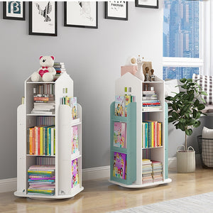 360° Rotating Children's Bookshelf Magazine Picture Book Newspaper Rack Floor Simple Book Shelf For Home Bookcases Furniture
