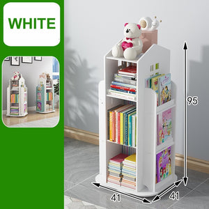 360° Rotating Children's Bookshelf Magazine Picture Book Newspaper Rack Floor Simple Book Shelf For Home Bookcases Furniture