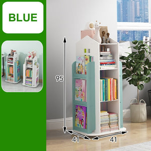 360° Rotating Children's Bookshelf Magazine Picture Book Newspaper Rack Floor Simple Book Shelf For Home Bookcases Furniture