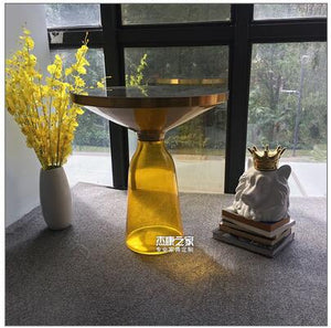 Light luxury metal edge Nordic light luxury small side table Nordic corner air bottle handmade stainless steel small coffee tabl