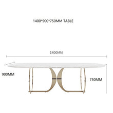 Load image into Gallery viewer, Italian gold stainless steel wedding dinning tables sets luxury 6 chairs modern marble dining table set