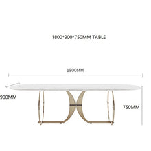 Load image into Gallery viewer, Italian gold stainless steel wedding dinning tables sets luxury 6 chairs modern marble dining table set