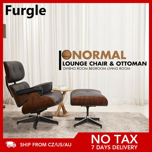 Furgle Mid-Century Lounge Chair&Ottoman Premium Quality Real Leather wood Reproduction Style Sofa for Living/Dining Room Bedroom