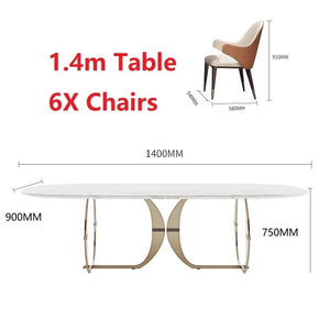 Italian gold stainless steel wedding dinning tables sets luxury 6 chairs modern marble dining table set