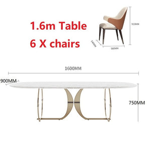 Italian gold stainless steel wedding dinning tables sets luxury 6 chairs modern marble dining table set