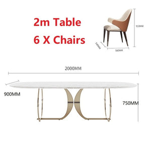 Italian gold stainless steel wedding dinning tables sets luxury 6 chairs modern marble dining table set