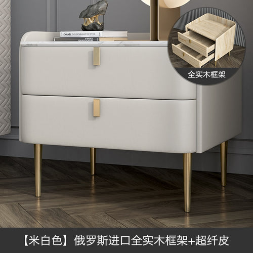 Master bedroom Bedside Table Leather Bedroom White Post-Modern Light Luxury Net Red Bedside  side table