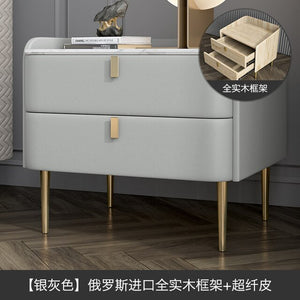 Master bedroom Bedside Table Leather Bedroom White Post-Modern Light Luxury Net Red Bedside  side table
