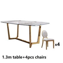 Load image into Gallery viewer, Italian stainless steel wedding dinning tables sets luxury dining chairs modern marble dining table set