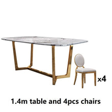 Load image into Gallery viewer, Italian stainless steel wedding dinning tables sets luxury dining chairs modern marble dining table set
