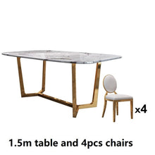 Load image into Gallery viewer, Italian stainless steel wedding dinning tables sets luxury dining chairs modern marble dining table set