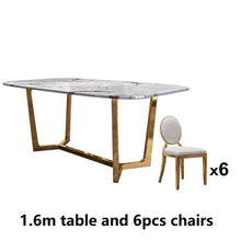 Load image into Gallery viewer, Italian stainless steel wedding dinning tables sets luxury dining chairs modern marble dining table set