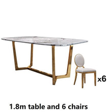 Load image into Gallery viewer, Italian stainless steel wedding dinning tables sets luxury dining chairs modern marble dining table set