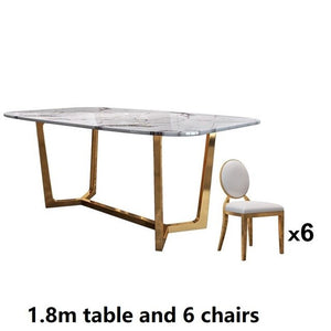 Italian stainless steel wedding dinning tables sets luxury dining chairs modern marble dining table set