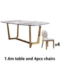 Load image into Gallery viewer, Italian stainless steel wedding dinning tables sets luxury dining chairs modern marble dining table set