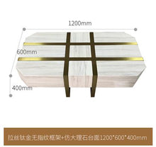 Load image into Gallery viewer, Natural marble coffee table living room Jiugongge coffee table Nordic creative brass stainless steel tea table square tea table
