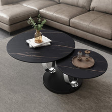 Load image into Gallery viewer, Italian Style Round Shape Gold Stainless Steel Frame Two-layer Coffee Side Table With White Marble Top
