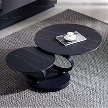 Load image into Gallery viewer, Italian Style Round Shape Gold Stainless Steel Frame Two-layer Coffee Side Table With White Marble Top