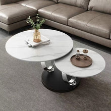 Load image into Gallery viewer, Italian Style Round Shape Gold Stainless Steel Frame Two-layer Coffee Side Table With White Marble Top
