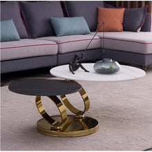 Load image into Gallery viewer, Italian Style Round Shape Gold Stainless Steel Frame Two-layer Coffee Side Table With White Marble Top