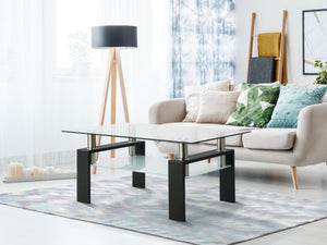 Living Room Furniture Double Layer  Rectangle Glass Coffee Table Clear Home Furniture Side Table Coffee Table For Living Room