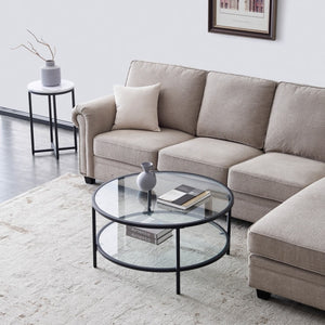 Living Room Furniture Double Layer  Rectangle Glass Coffee Table Clear Home Furniture Side Table Coffee Table For Living Room