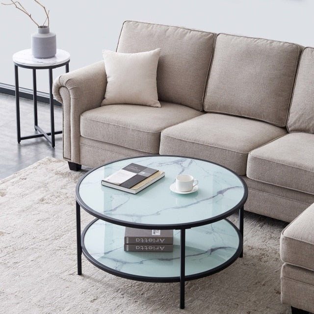 Living Room Furniture Double Layer  Rectangle Glass Coffee Table Clear Home Furniture Side Table Coffee Table For Living Room