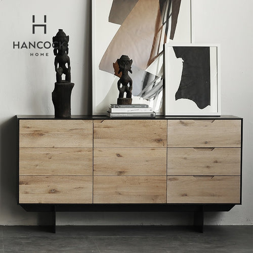 10x PACK, 80cm High Cabinet with 3 Drawers / Solid Wood of Oak Face Panel and Steel Legs