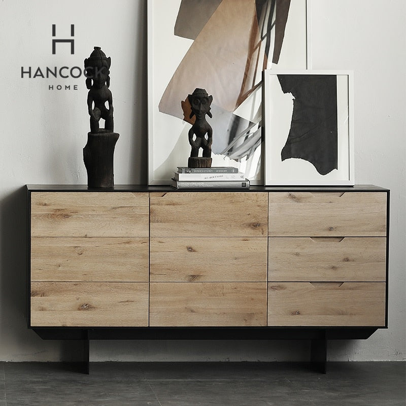 10x PACK, 80cm High Cabinet with 3 Drawers / Solid Wood of Oak Face Panel and Steel Legs