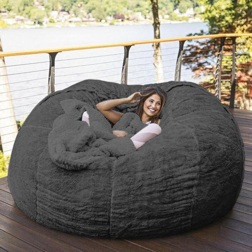 7-Foot Bean Bag Chair  Furry Fur Cover Machine Washable Big Size Sofa and Giant Lounger Furniture Cover only