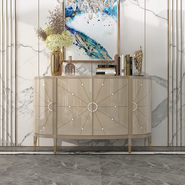 Light luxury sideboard cabinet Simple modern living room porch cabinet entrance corridor wall decoration semicircle cabinet