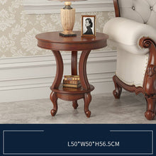 Load image into Gallery viewer, American round table sofa side a few corners simple European-style living room round creative solid wood round table