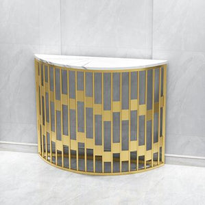 Nordic narrow side semicircular porch table aisle strip table side view deck corridor marble wall decoration table side cabinets