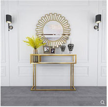 Load image into Gallery viewer, Nordic light luxury marble porch table corridor decoration long narrow side table ironwork rack hallway wall end view cabinet