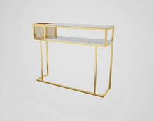 Load image into Gallery viewer, Nordic light luxury marble porch table corridor decoration long narrow side table ironwork rack hallway wall end view cabinet