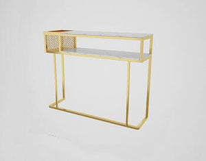 Nordic light luxury marble porch table corridor decoration long narrow side table ironwork rack hallway wall end view cabinet