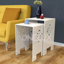 Load image into Gallery viewer, (2 Pieces/lot) Waterfall Engraved Acrylic Nesting Side Table,Lucite Occasional Sofa Riser Tables - ONE LUX